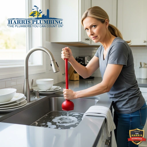 Water backing up in a sink due to a clogged drain