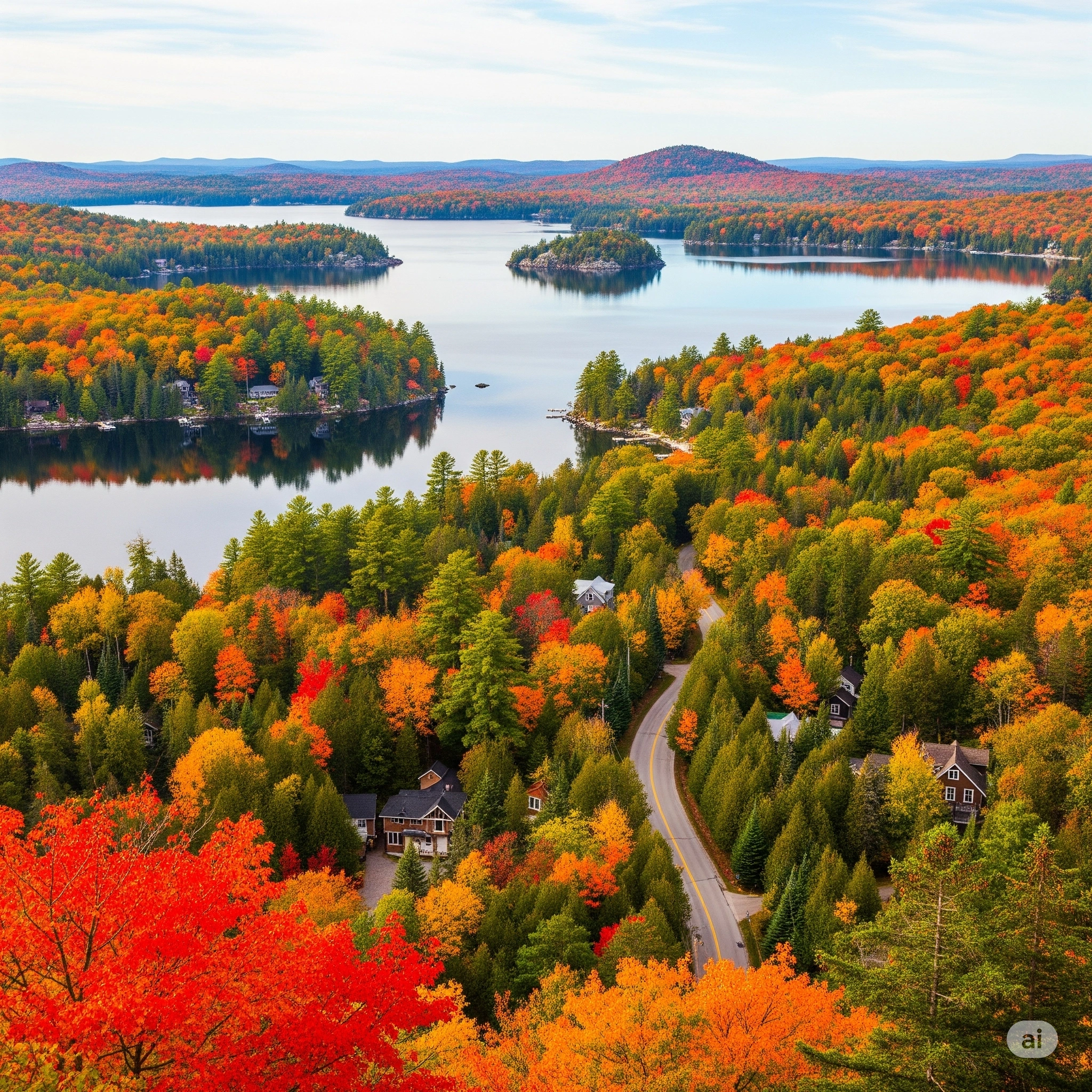 Scenic Muskoka lake with a cottage, symbolizing expert plumbing services for seasonal and permanent properties.