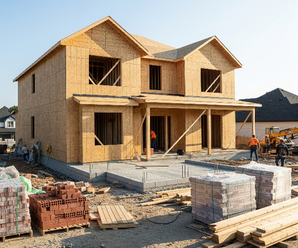 New plumbing rough-in in a residential construction