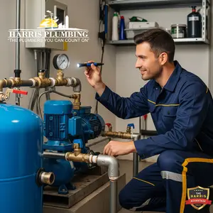 Plumber repairing a well pump